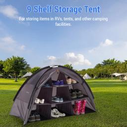 Impermeável Camping Cabinet Tent com 9 Prateleiras, Tenda dobrável multifuncional, Compacto e portátil, Tenda de armazenamento ao ar livre - Image 5