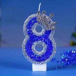 Número Vela De Aniversário Para Crianças, Coroa Brilhante, Digital Cake Topper, Decoração De Festa De Aniversário, Suprimentos De Favor - Image 1