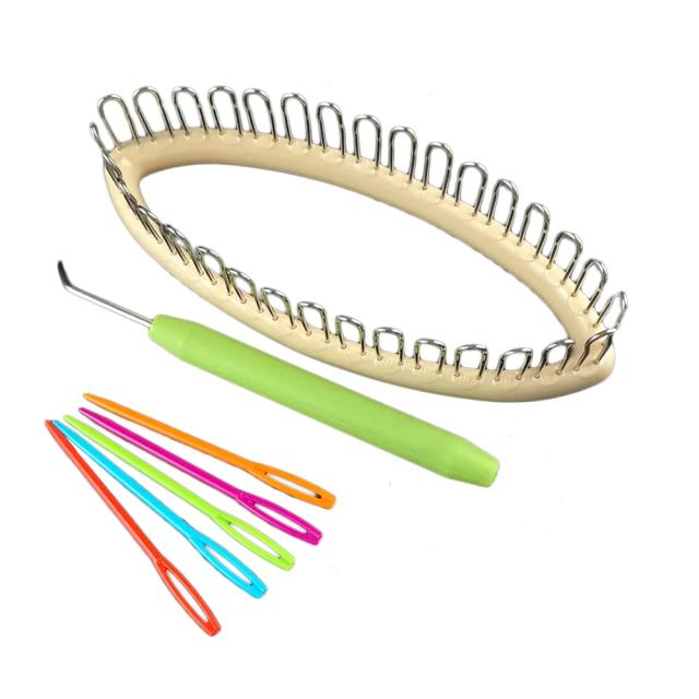 Conjunto Completo de Tear de Tricô para Artesanato DIY: Kit de Meias e Aquecedores de Pernas com 32 Agulhas, 5.5"x2.2"