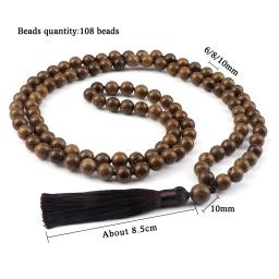 6 8 10mm vintage 108 mala contas colar original de madeira grânulo masculino borla yoga meditação colares feminino oração budista jóias - Image 6