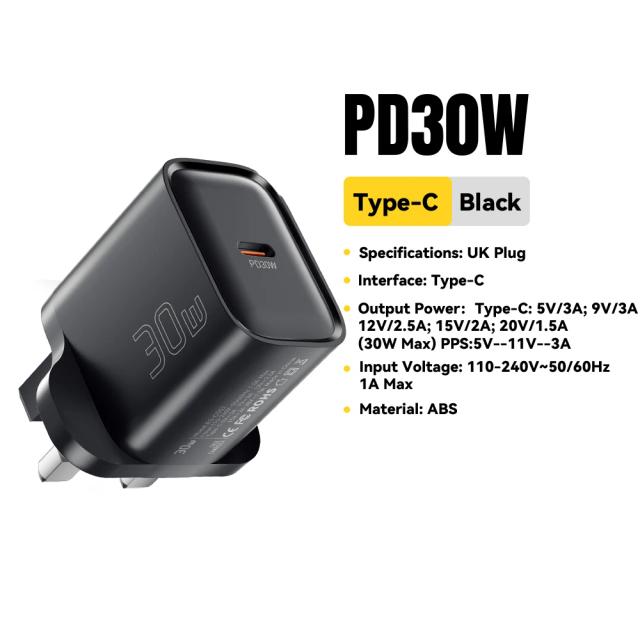 Essager Mini Carregador USB-C 30W PD QC3.0 Rápido para iPhone Samsung Xiaomi iPad
