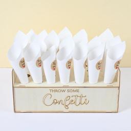 Grão de madeira confetes cone titular rosa secas flor pétala decoração do casamento para casamentos aldeia decoração festa de casamento confetes - Image 6
