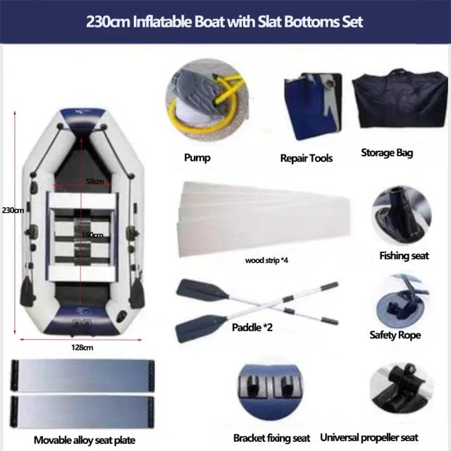 Barco de Pesca em PVC com Conjunto de Remo 360°, Resistente a Colisões, Câmaras de Ar e Design de 1,2 mm para Caiaque e Rafting