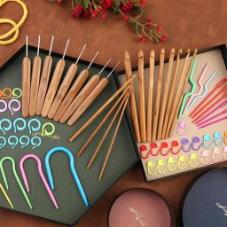 IMZAY-Conjunto De Ganchos De Crochet De Bambu, Kit De Agulha De Malha, Agulhas De Costura De Plástico, Forma De U, Forma De Arco, Cor Aleatória, 20Pcs - Image 5