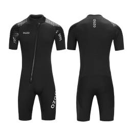 Fato de mergulho neoprene de manga curta para homens e mulheres, 3mm traje de corpo inteiro com zíper frontal, para snorkeling e surf - Image 2
