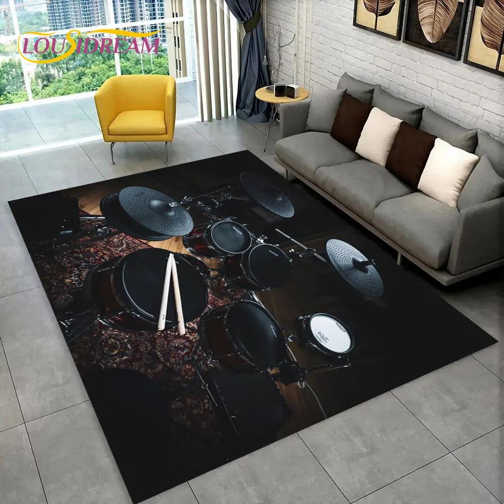 Kit de Bateria Instrumentos Musicais Drum Set Area Rug, Tapete para Home Living Room Quarto Sofá Capacho Cozinha Decoração, Tapete antiderrapante - Image 1