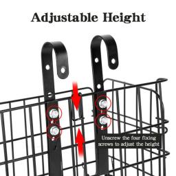 Cesta de bicicleta dobrável de metal ajustável ciclismo dianteiro traseiro fio armazenamento transportadora pendurado rack carga ganchos sacos acessórios - Image 4