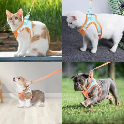 Coleira para cães de estimação, conjunto reflexivo respirável, arnês ajustável, confortável, arnês para filhotes, viagens ao ar livre, suprimentos para animais de estimação - Image 5