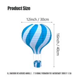 Lanterna de Papel Dobrável, Forma de Balão de Ar Quente, Adequado para Cerimônia e Favor de Festa, Rosa, Azul, Crianças, Batismo, Aniversário, Decoração do Casamento, 30cm - Image 2