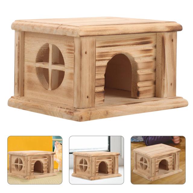 Refúgio de Madeira para Pequenos Animais: Casa de Esconderijo para Hamsters e Coelhos