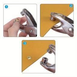 Grommet Ilhó Alicate Set, Ilhó Perfurador Alicate Kit com 100 Ilhós De Metal, Kit de ferramentas para pano de couro, 1 conjunto, 4 em - Image 2