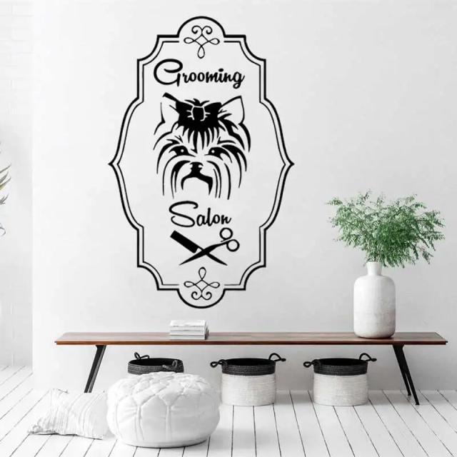 Decalque de Parede para Salão de Beleza Animal: Adesivo de Cão para Decoração de Estabelecimentos de Grooming