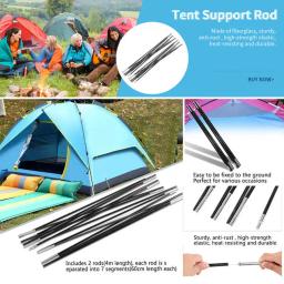 Camping pólo tenda, 4.9/4.48/4/3.4/3, 2pcs leve fibra de vidro Hastes, toldo dossel Varas de apoio - Image 5