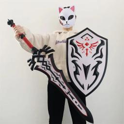 WW 1:1 Game Link Espada Negra Real Guarda Espada Arma Real Guarda Cavaleiro Escudo Espada Cosplay Segurança PU Halloween Gift Prop Brinquedos - Image 3