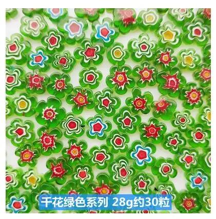 Mosaico de Flores em Telhas de Vidro: Contas Redondas para Joias e Castiçal Artesanal DIY - 28g de Materiais Criativos
