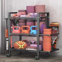 Polia de camada dupla móvel esportes equipamentos fitness rack armazenamento cesta respirável yoga esteira espuma eixo armazenamento - Image 1