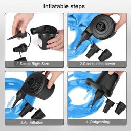 Bomba de ar elétrica para insufláveis, Bomba de colchão com 3 bicos, Inflator para camas de ar, Anel de natação - Image 6