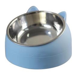 Tigelas de gato inoxidáveis com base antiderrapante, alimentador de água e ração para animais, prato de proteção para o pescoço, cachorro e gatos, 15 graus, 200ml - Image 3