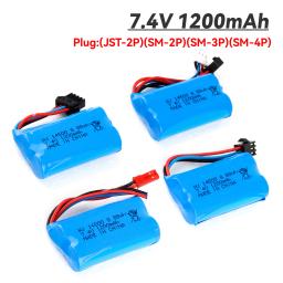 JST-SM/SM-3P/SM-4P Bateria, 14500, 7.4V, 1200mAh, para brinquedos elétricos, pistola de bala de água, peças sobressalentes para carros RC + USB - Image 1