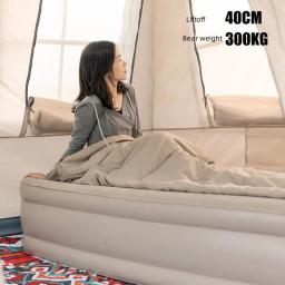 Colchão de ar inflável alto duplo, Exploda a cama com bomba de alta velocidade, Colchão de ar duplo para casa, Camping, Viagem, 150x200cm - Image 1