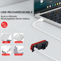 USB recarregável bicicleta luz traseira, ombro vermelho e azul, luz policial, aviso intermitente, tocha de segurança, acessórios de bicicleta, MTB, 8 LED - Image 5