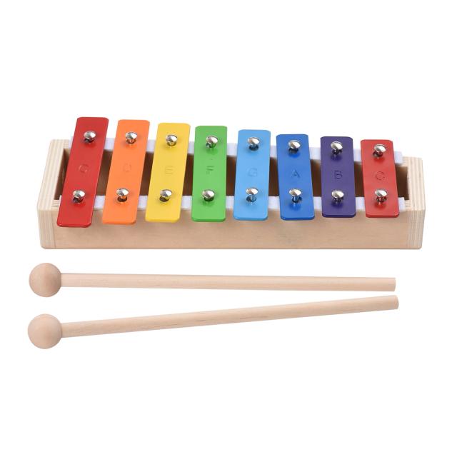 Xilofone Compacto de 8 Chaves com Mallets de Madeira - Instrumento Musical de Percussão para Crianças e Estudantes