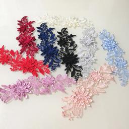 Bordados 3D Lace Guarnição Patches, Costurar Em Patch, Applique Flor, DIY Bordados, Roupas e Bolsa, Emblemas Acessórios, 1 Par - Image 1