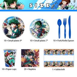 Novo kit de decorações de aniversário My Hero Academia, balões, suprimentos para festa, talheres descartáveis, copo, guardanapo, decoração de quarto  - Image 2