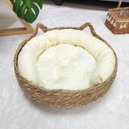Handmade Rattan Woven Cat Litter, Tapete Removível, Lavável, Prático, Manter Quente, Especial, Pet Store, Acessórios, 4 Estações - Image 6