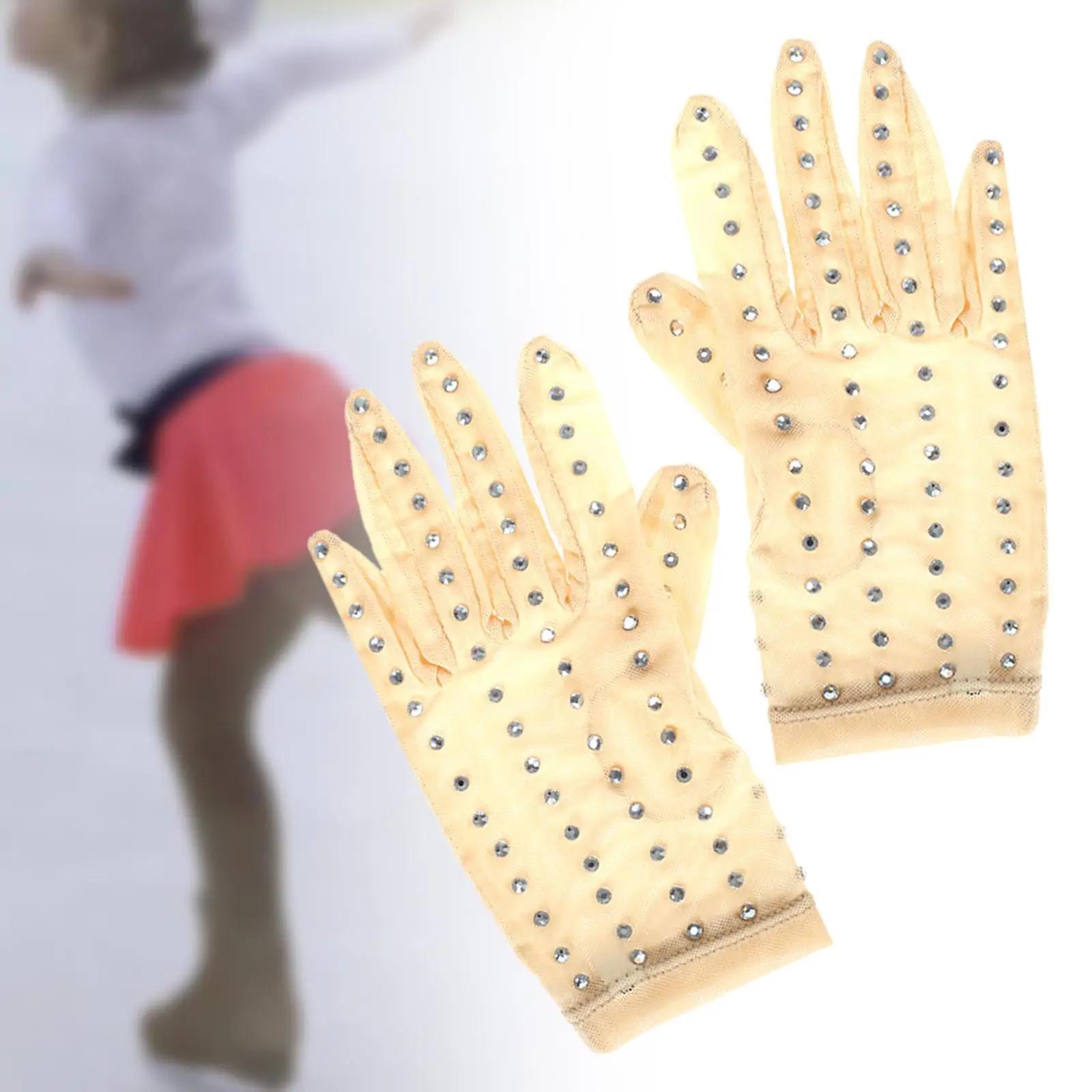 Luvas de Treinamento De Patinação No Gelo figura Patinação Luvas de casamento Requintados Mostrar Luvas Adulto Criança Brilhante Rhinestone Para A Competição - Image 1