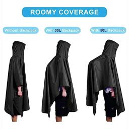 Capa de chuva militar 3 em 1, capa de chuva com capuz, poncho de chuva para motocicleta, acampamento, caminhadas, viagem, barraca de chuva - Image 5
