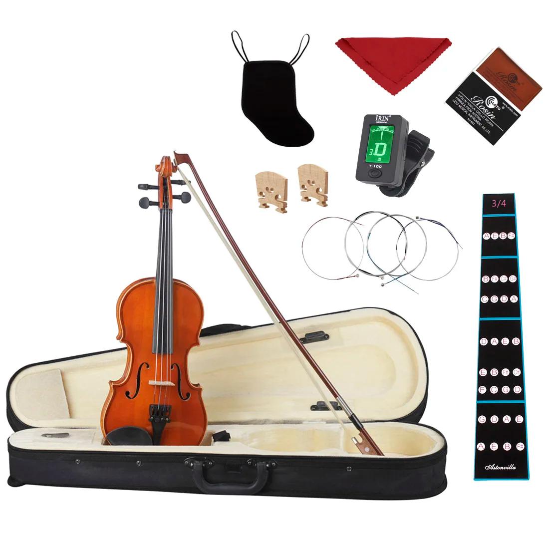 Iniciante Violino com Spruce Painel, Conjunto Completo Acessórios, Polimento Manual Instrumento de Cordas, Maple, 4/4, 1/2, 1/4, 1/8 - Image 1