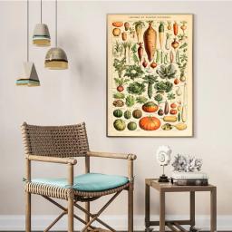 Vintage Clássico Arte Da Parede Plantas Cogumelo Medicina Flor Inseto Borboleta Vegetal Abóbora Cenoura Lona Cartazes - Image 4