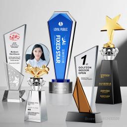 Troféu De Vidro De Cristal Personalizado, letras Criativas, Alto Grau, Competição De Mídia, Azul, Decoração Do Lar - Image 4