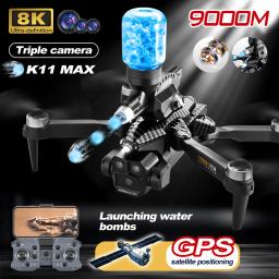 K11 MAX Drone 8K HD Dobrável FPV ESC RC Tripple Camera Fluxo Óptico Posicionamento Brushless Lauching Bombas de Água - Image 1