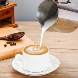 Novo aço inoxidável jarro de leite copo moda artesanato espumando jarro café expresso com escala latte arte jarro caneca de ferro recipiente - Image 3