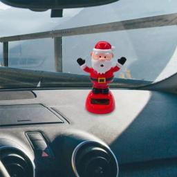 Natal movido a energia solar balançando cabeça boneca bonito carro ornamento solar papai noel árvore boneco de neve elk bobblehead boneca interior - Image 4