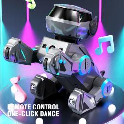 2 em 1 controle remoto inteligente robô cão eletrônico dublê comando programável toque-sense música música crianças brinquedos para meninos - Image 2
