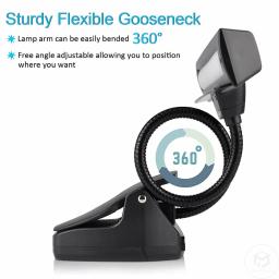 Música recarregável Stand Light, Clip On Reading Light, Cabeceira Noite, USB Book Lamp, 3 cores, 19 LED - Image 4