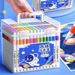 Marcadores de tinta acrílica com caixa de armazenamento, arte suprimentos, projetos artesanais DIY, madeira, metal, rocha, 120pcs - Image 1