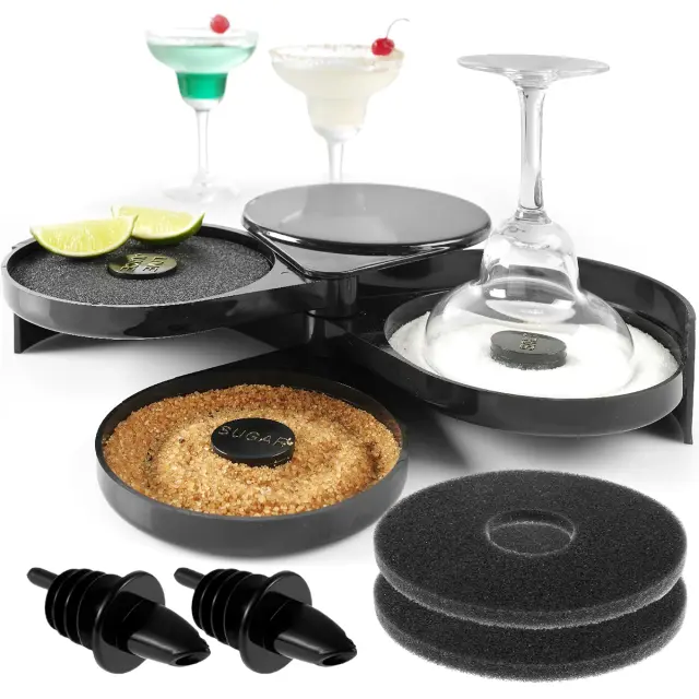 Máquina de Vidro de Bar com 2 Dosadores e 3 Esponjas - Ferramenta Dobrável de Coquetel em Plástico, com 3 Camadas