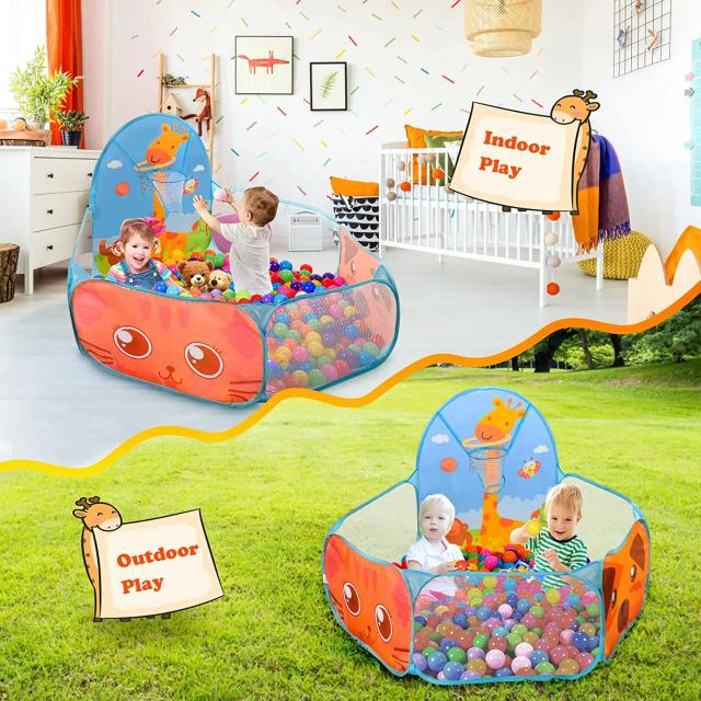 Piscina de Bolinhas Infantil Portátil Dobrável com Cesta - Brinquedo Educativo