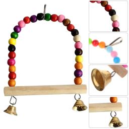1 pc papagaio balanço pássaro balanço brinquedo gaiola de papagaio brinquedo com contas de plástico sino pendurado no balanço para pet brid suprimentos pet família suprimentos - Image 3