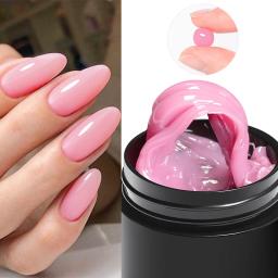 Esmalte de gel de extensão sólida para mãos antiaderente, gel de cola de strass para manicure DIY, rosa, nu claro, 7ml - Image 1