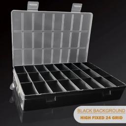 Compartimento De Plástico Caixa De Armazenamento, Talão E Parafuso Recipiente, Estojo De Armazenamento Em Casa, Organizador De Exibição, Jóias E Brinco Caixa, 24 Grades - Image 3