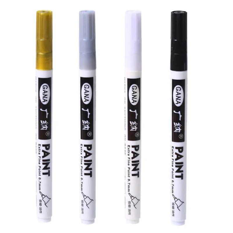 Marcador de pintura oleosa permanente branca, caneta para pintura rupestre, pedra, cerâmica, vidro, madeira, pneu, tecido, metal, tinta acrílica, 0,7mm, 4pcs, conjunto - Image 1