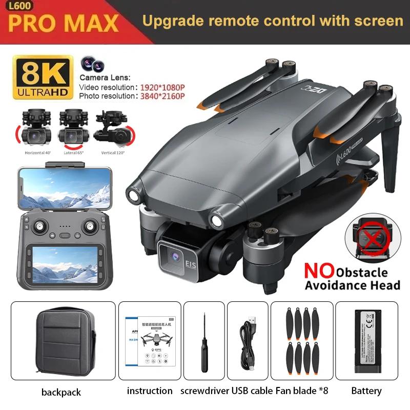 L600 pro max gps drone profissional 8k 3 eixos cardan hd câmera dupla evitar obstáculos fpv sem escova vigilância de segurança dron - Image 1