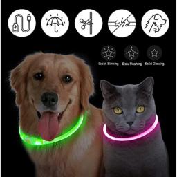 Coleira Luminosa USB Recarregável para Animais de Estimação, LED ajustável, Coleira de cão brilhante, Grande, Pequeno, Cat Night Light - Image 3