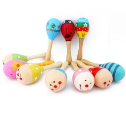 Instrumentos musicais de madeira para crianças, chocalho do bebê maracas, brinquedos de festa, anel, colorido, presentes, 1 pc - Image 3