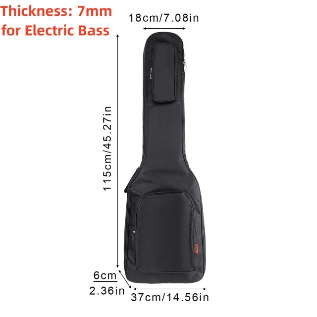 Mochila Acolchoada para Guitarra Elétrica/Baixo - Tecido Oxford Impermeável - 8mm Espessura